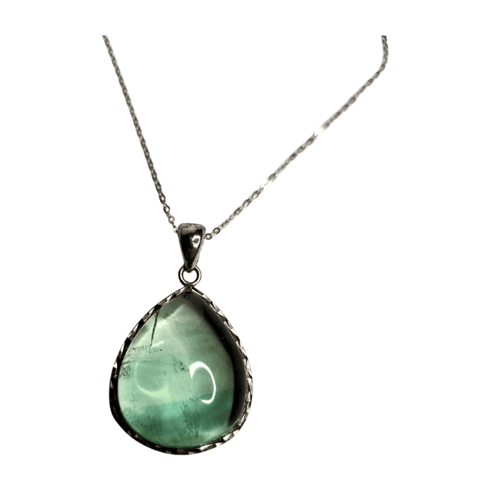 Green Fluorite Drop Pendant - 18 Inches