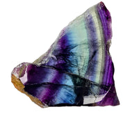 Fluorite slab with vivid purple and blue-green streaks and smooth facets