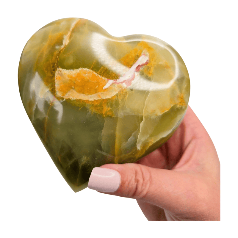 Green Calcite Heart - Large