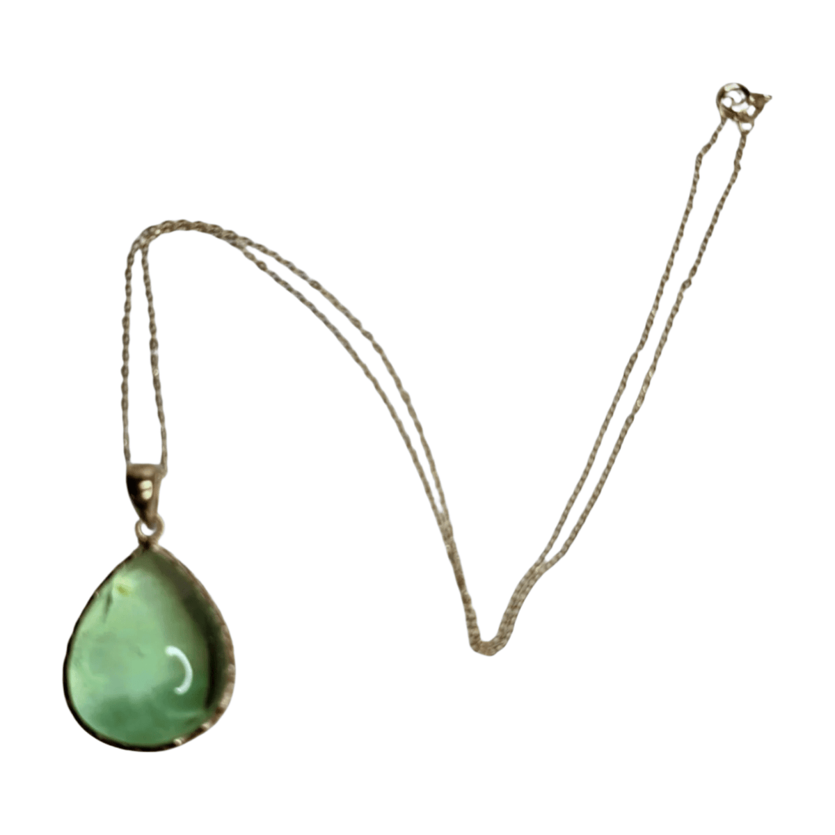 Green Fluorite Drop Pendant - 18 Inches
