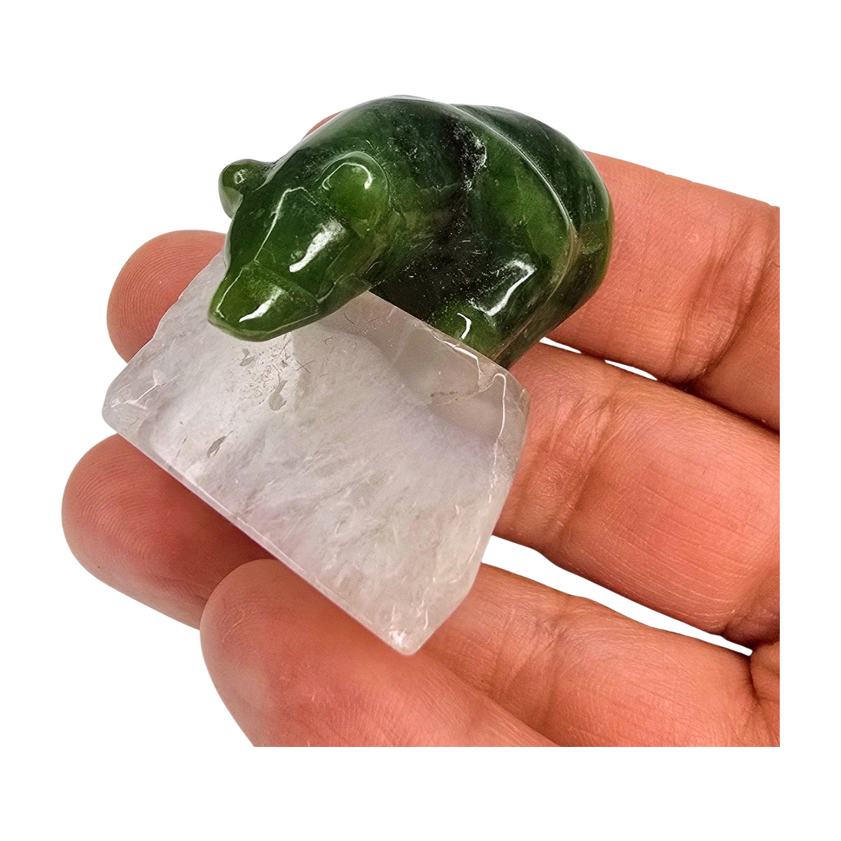 Jade Bear on Clear Quartz Fishing