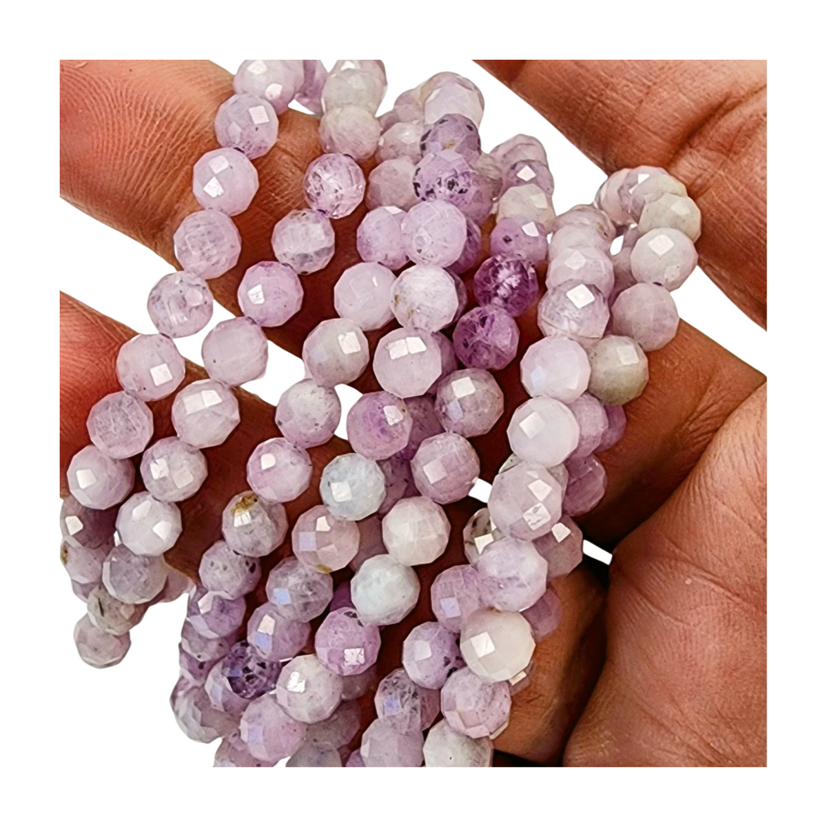 Kunzite Faceted Beaded Bracelet (4mm)