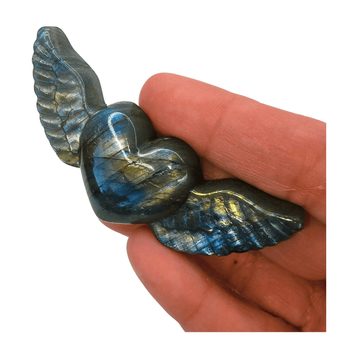 Labradorite Heart with Wings