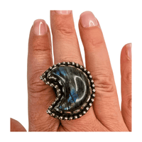 Labradorite Moon Ring