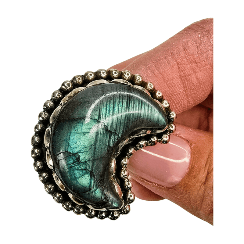 Labradorite Moon Ring