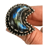 Labradorite Moon Ring
