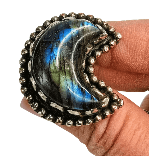 Labradorite Moon Ring