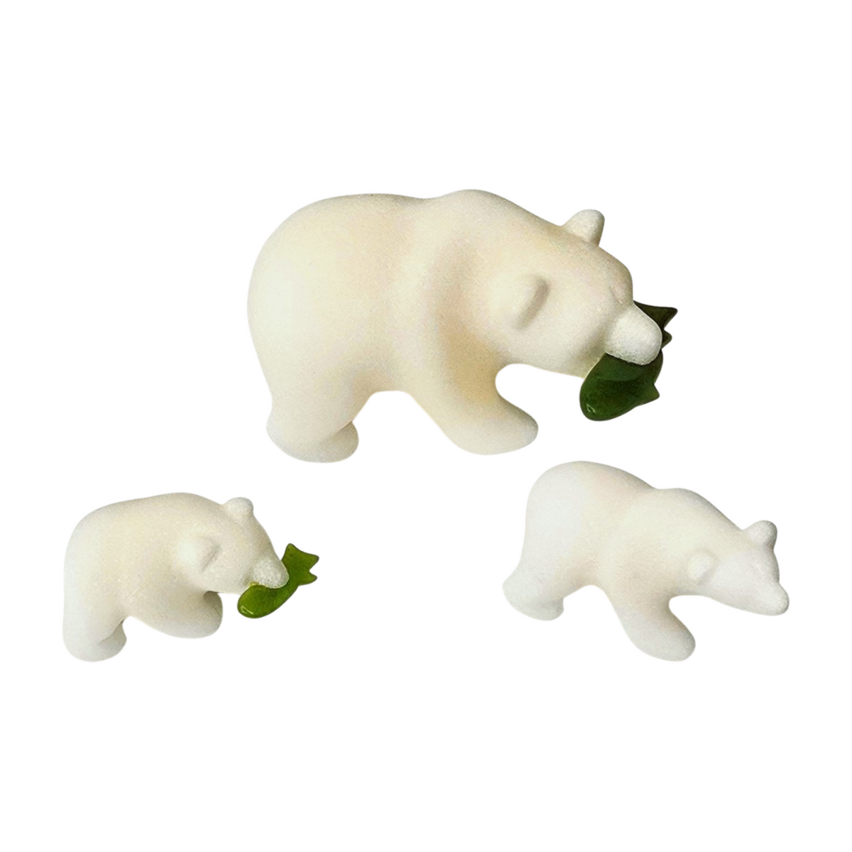 Marble Bears with Jade Fish - Mama and Two Babies (Box)