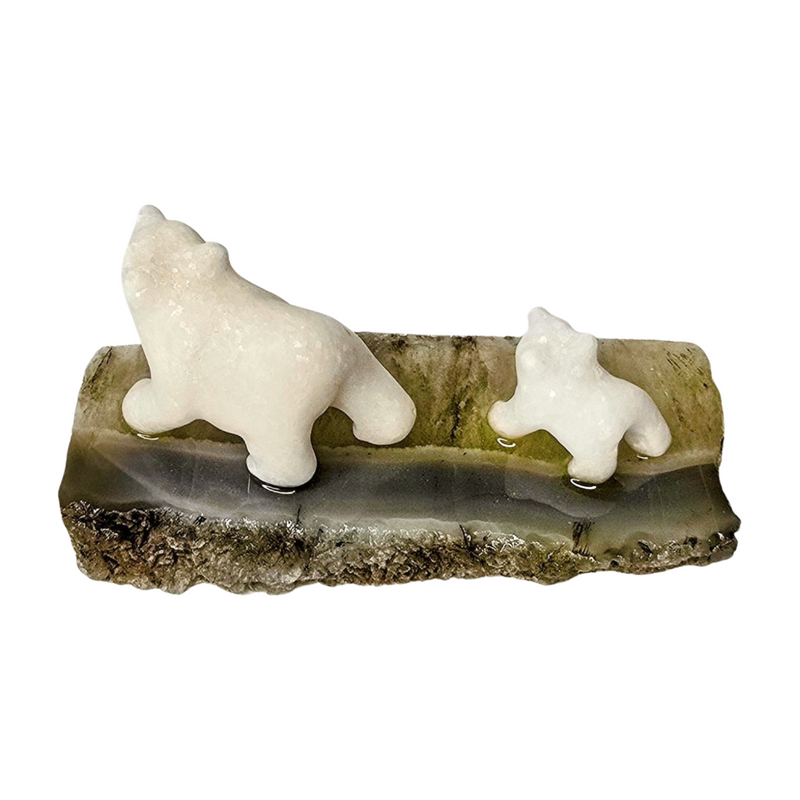 Marble Mama and Baby Bear on Agate