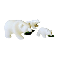 Marble Bears with Jade Fish - Mama and Two Babies (Box)
