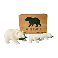 Marble Bears with Jade Fish - Mama and Two Babies (Box)