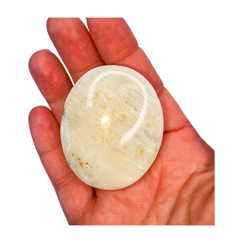 White Moonstone Palm Stone (AAA with Flash)