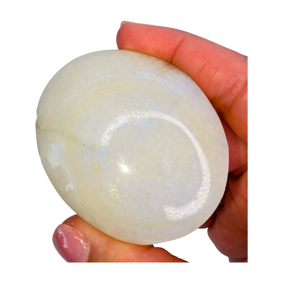 White Moonstone Palm Stone (AAA with Flash)