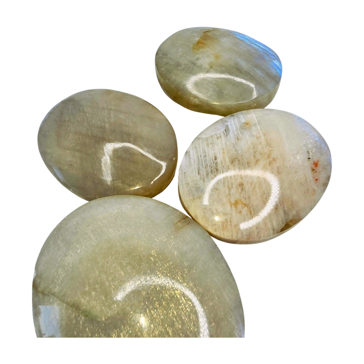 White Moonstone Palm Stone (AAA with Flash)