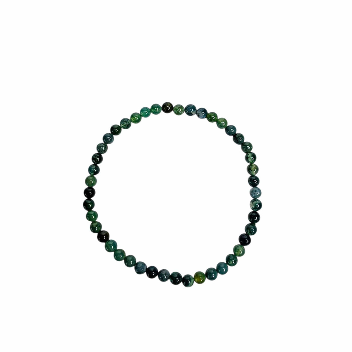 Moss Agate Bracelet with 4mm Beads