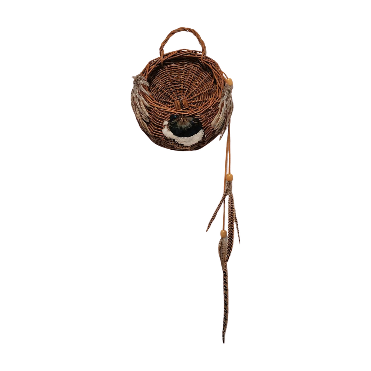 Native American Phesant Feather Basket