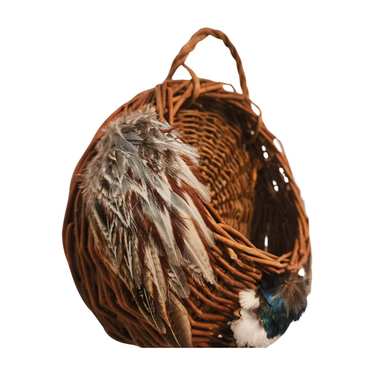 Native American Phesant Feather Basket