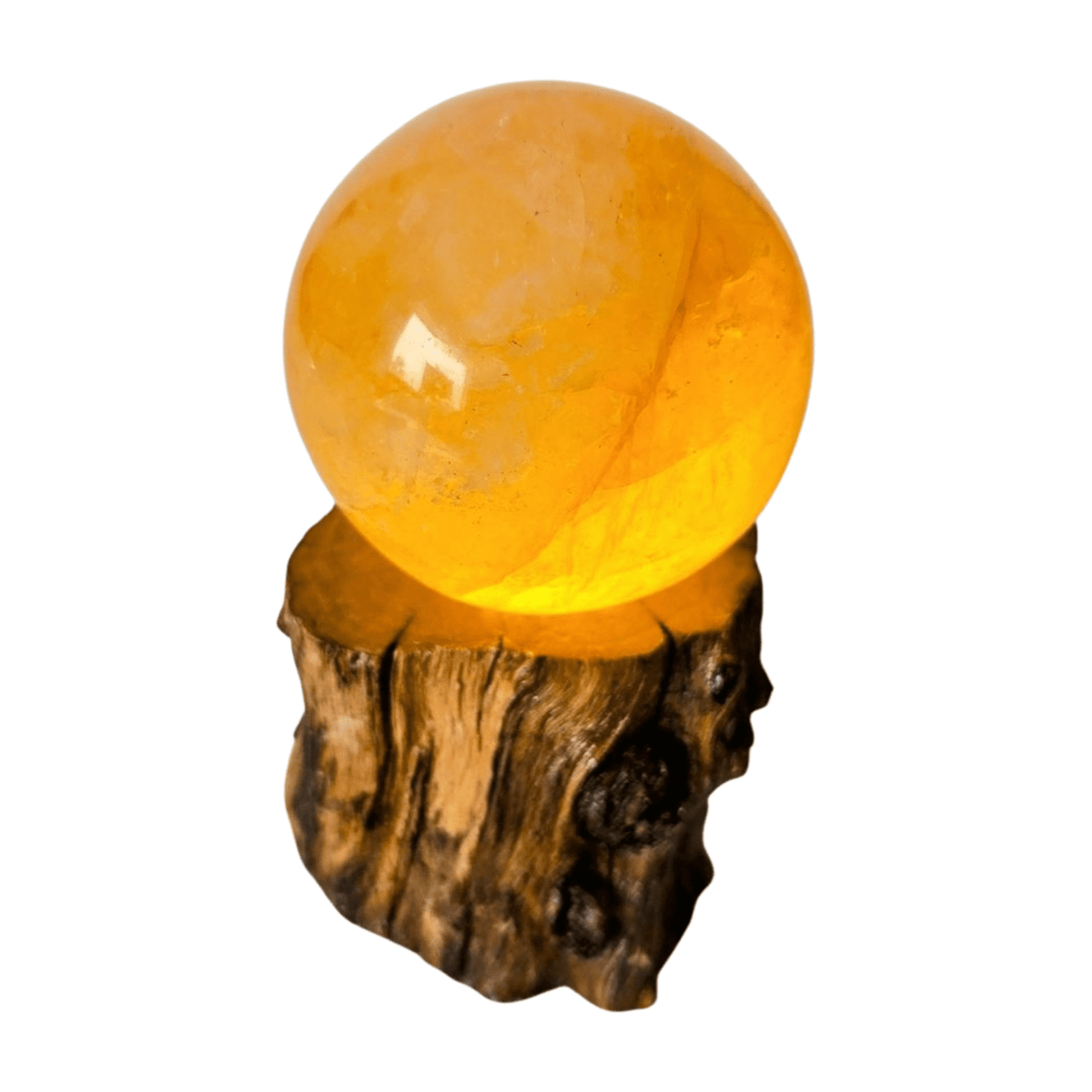 Natural Crystal Light Stand with a Crystal Sphere Example