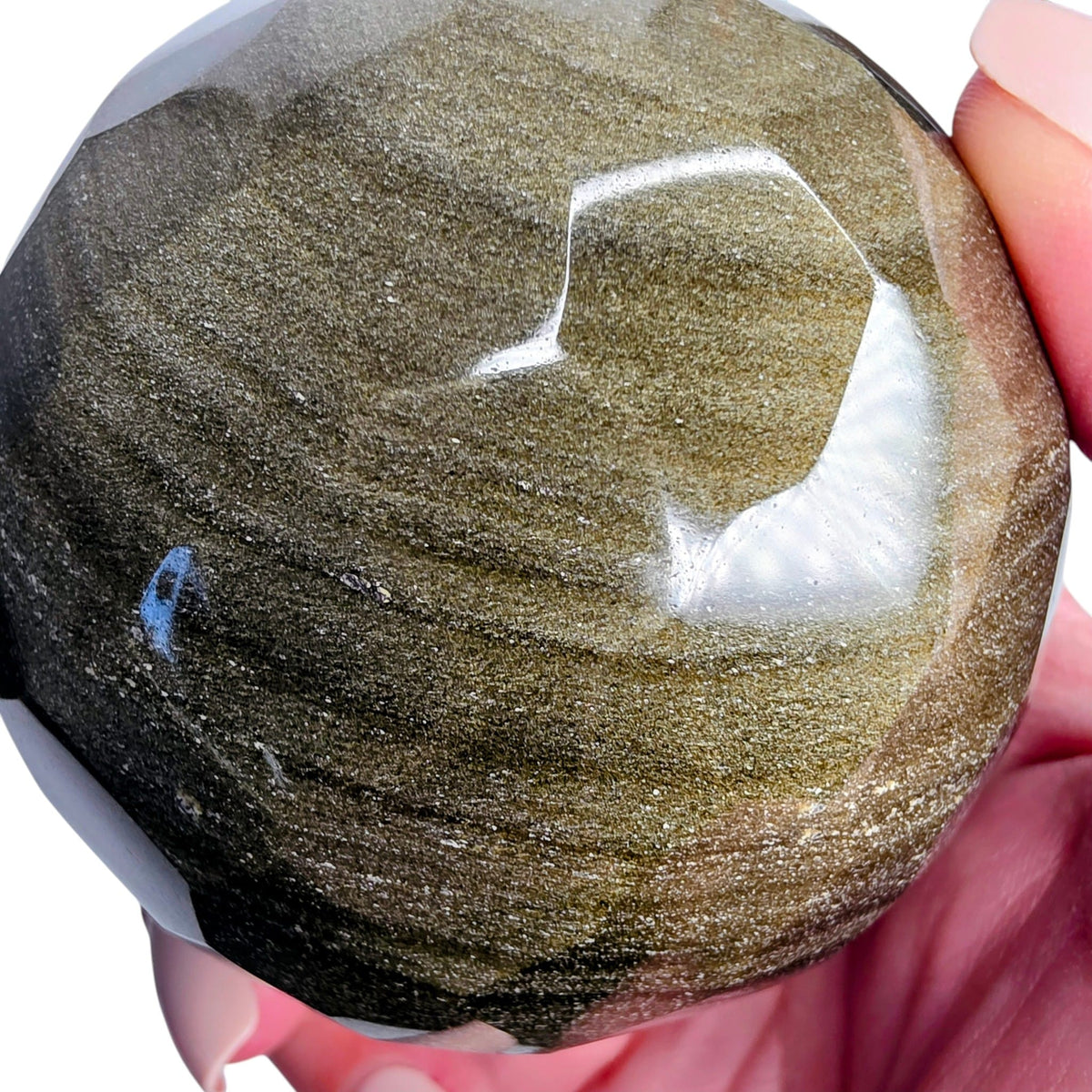 Gold Sheen Obsidian Faceted Sphere