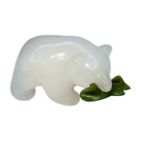 Quartz Bear with Jade Fish