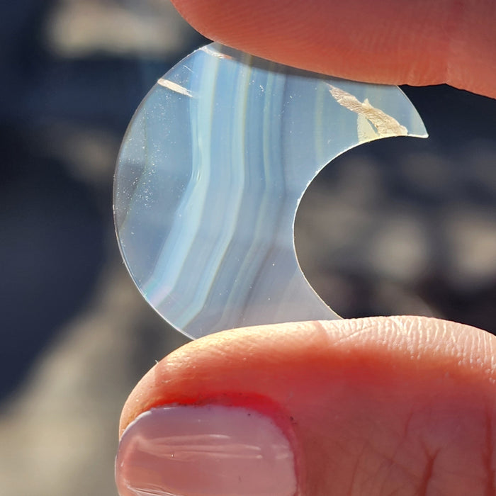 Rainbow Iris Agate Carving - Moon