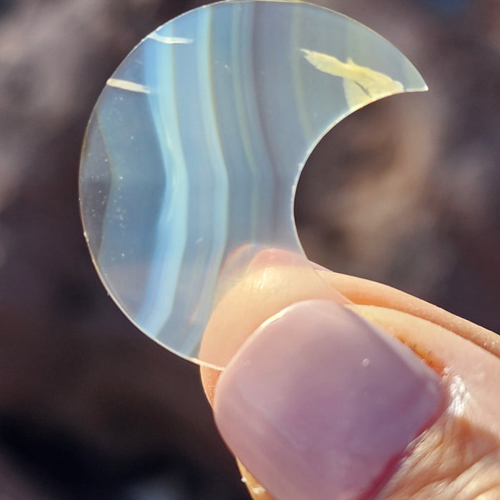 Rainbow Iris Agate Carving - Moon