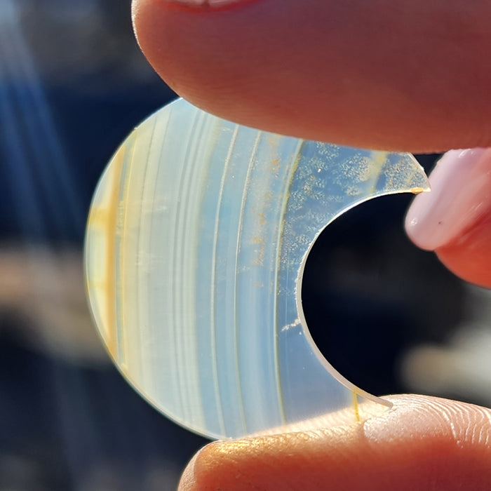 Rainbow Iris Agate Carving - Moon