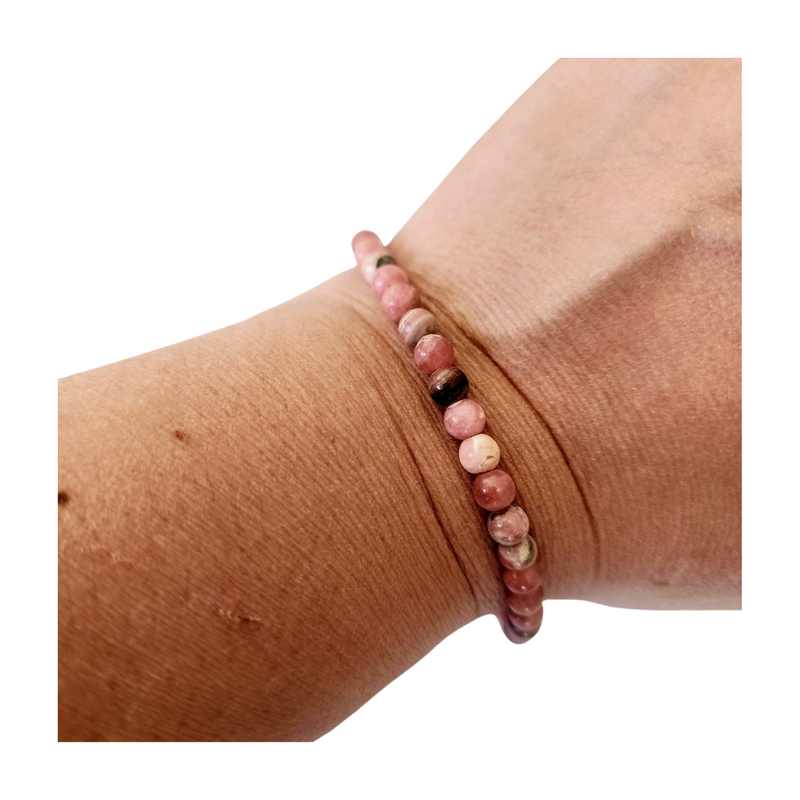 Rhodochrosite Beaded Bracelet (4mm)