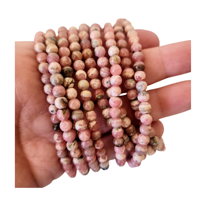 Rhodochrosite Beaded Bracelet (4mm)