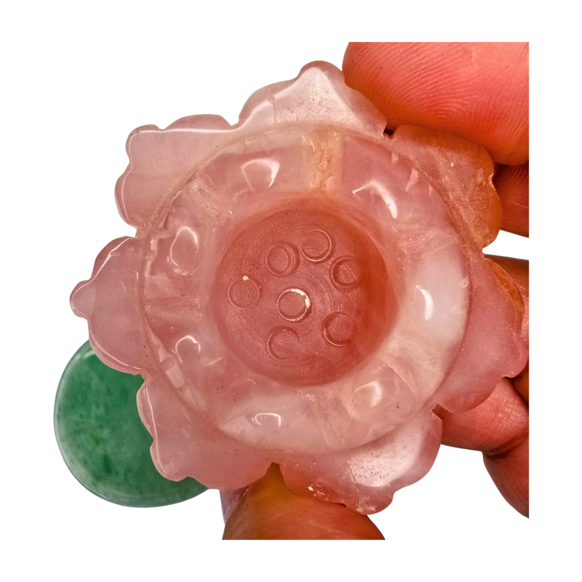 Rose Quartz Lotus with Green Aventurine Lily Pad