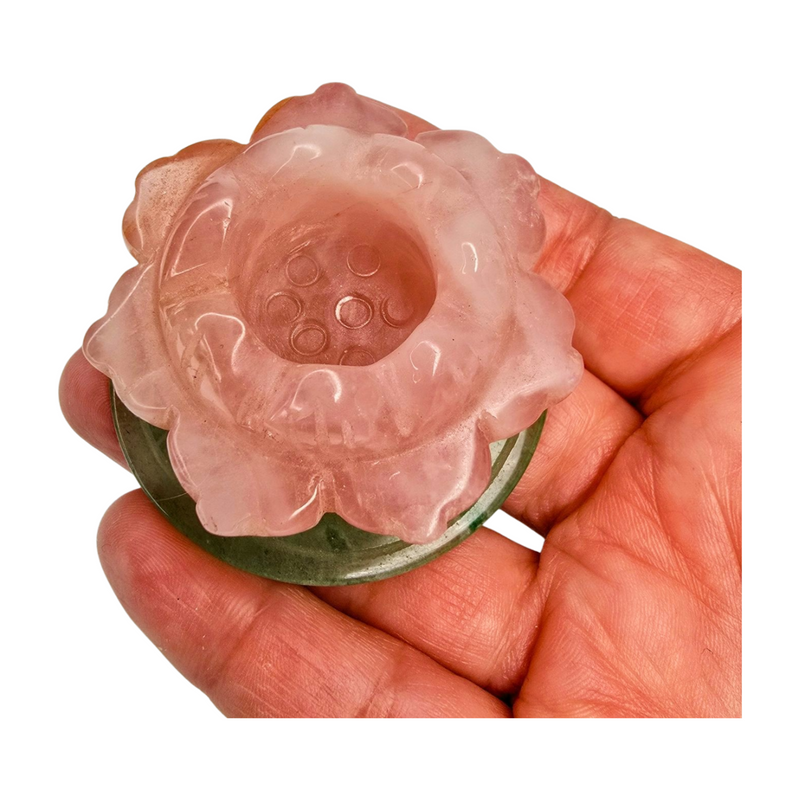 Rose Quartz Lotus with Green Aventurine Lily Pad