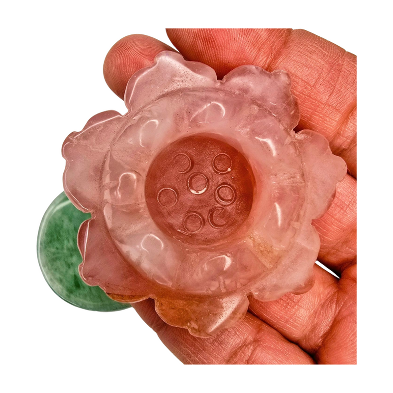 Rose Quartz Lotus with Green Aventurine Lily Pad