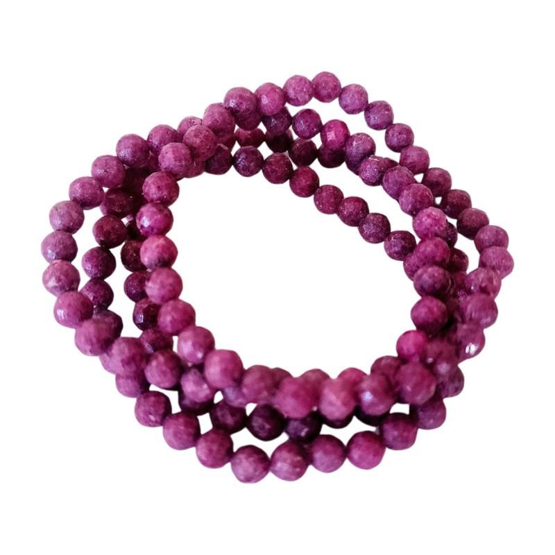 Ruby Faceted Beaded Bracelet (4mm)