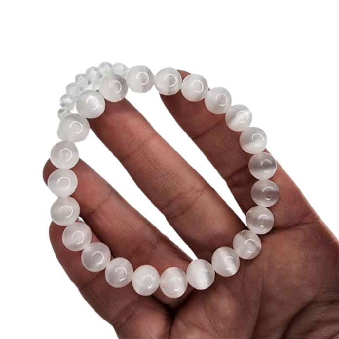 Selenite Beaded Bracelet (8mm)