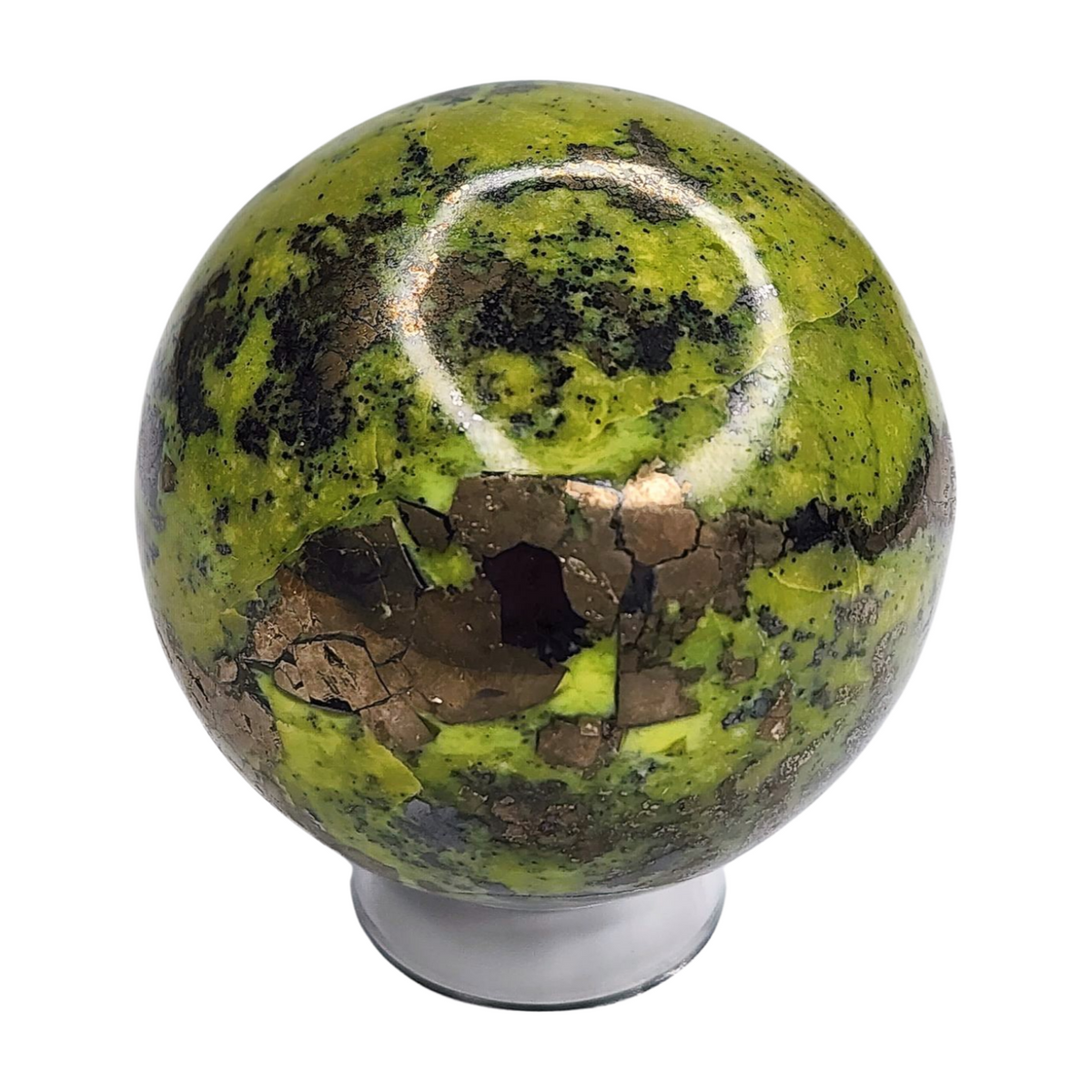 Serpentine and Pyrite Sphere