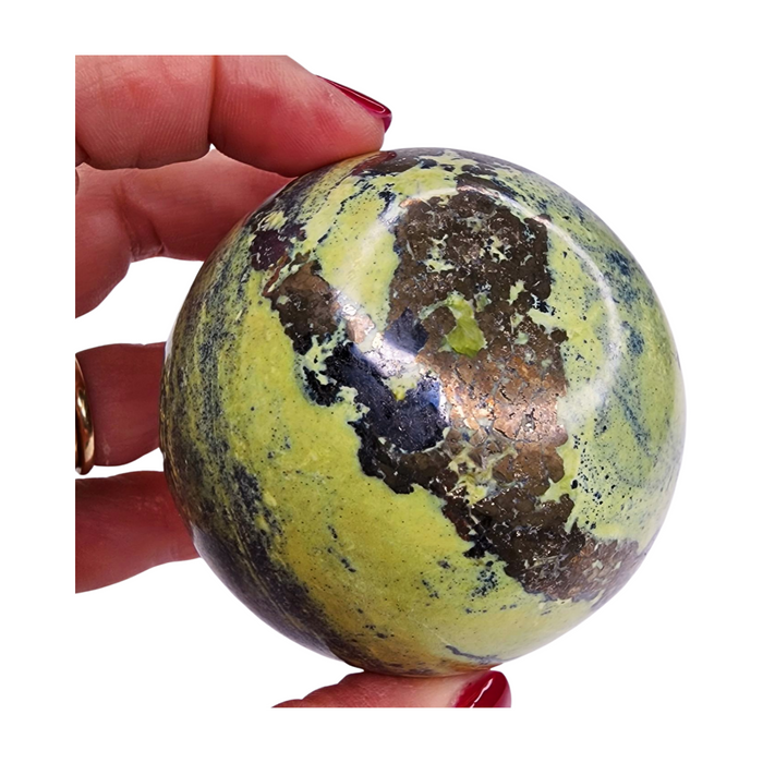 Serpentine and Pyrite Sphere