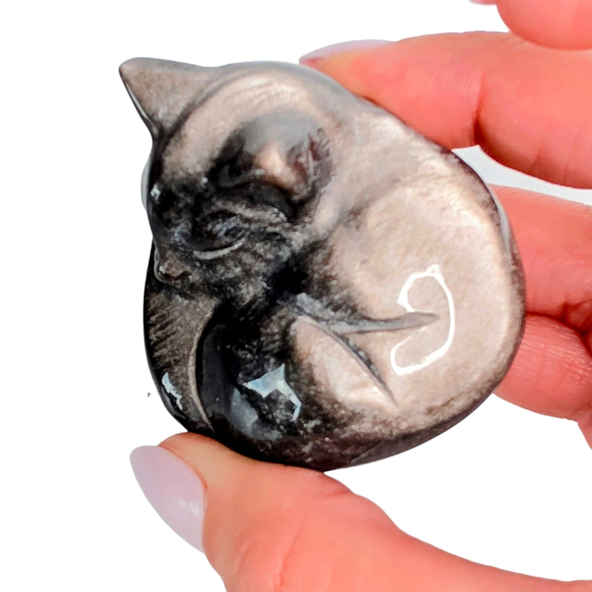 Silver Sheen Obsidian Cat