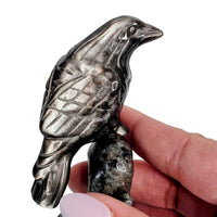 Silver Sheen Obsidian Raven with Yooperlite Branch