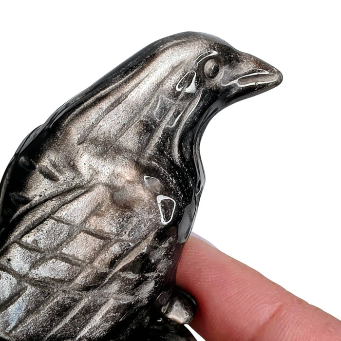 Silver Sheen Obsidian Raven with Yooperlite Branch