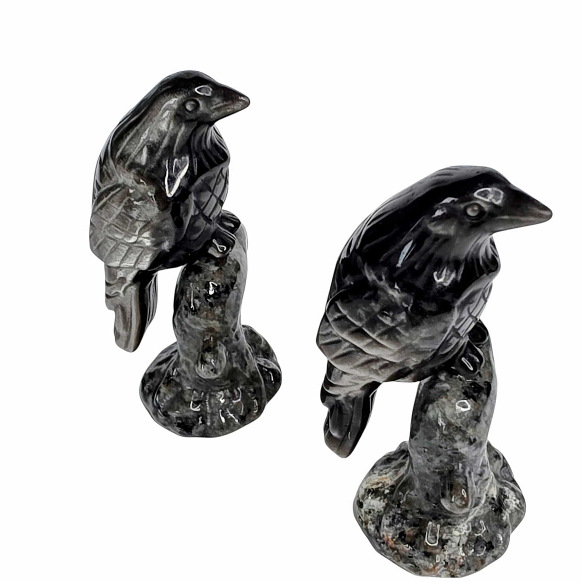 Silver Sheen Obsidian Raven with Yooperlite Branch