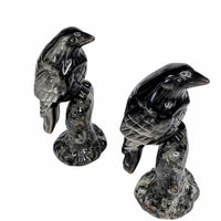 Silver Sheen Obsidian Raven with Yooperlite Branch