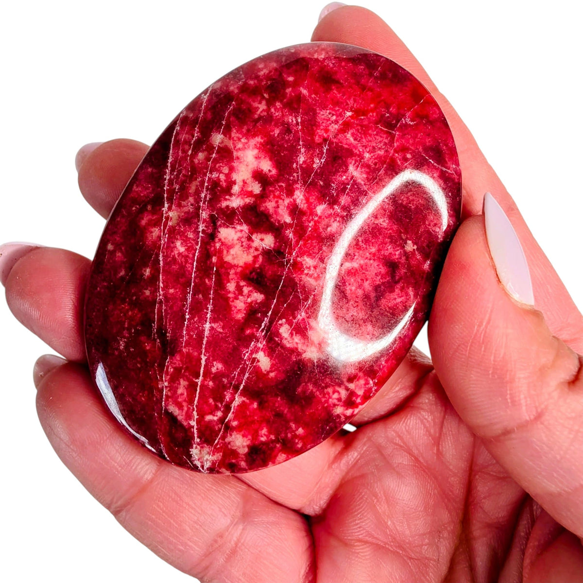 Thulite Palm Stone