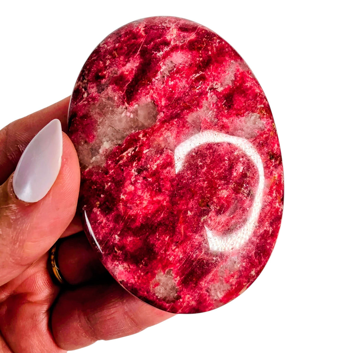 Thulite Palm Stone