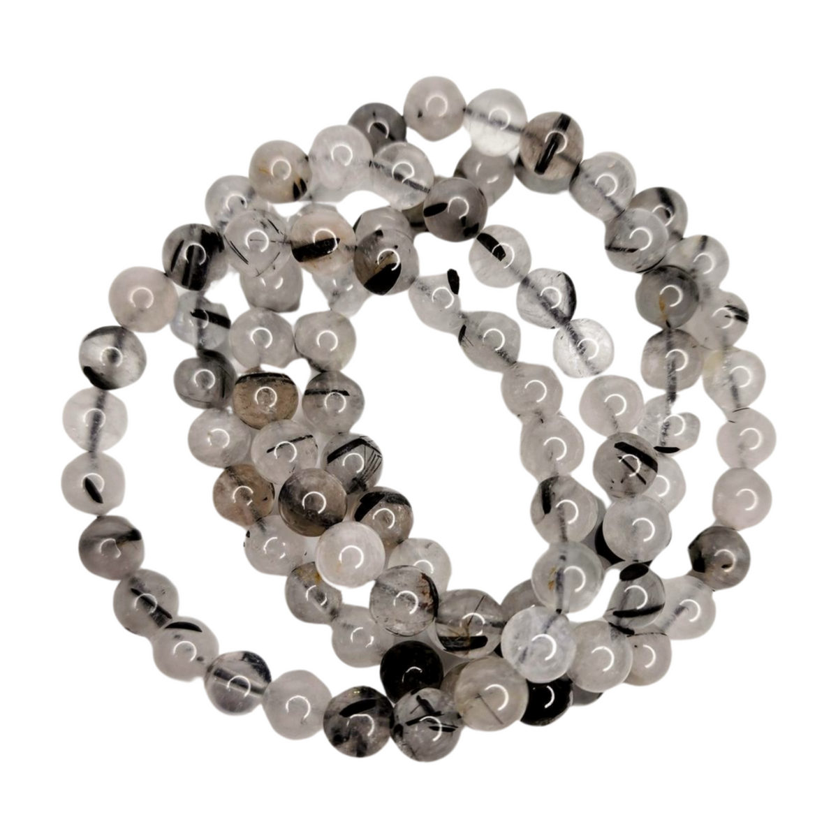 Tourmalinated Quartz Beaded Bracelet (8mm)