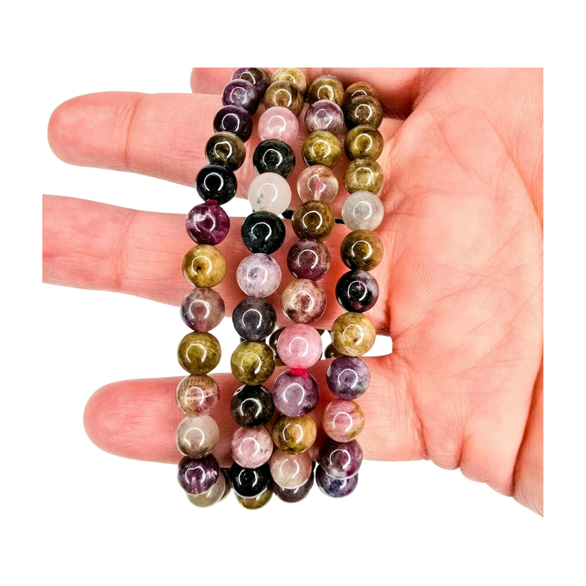 Watermelon Tourmaline Beaded Bracelet (4mm)