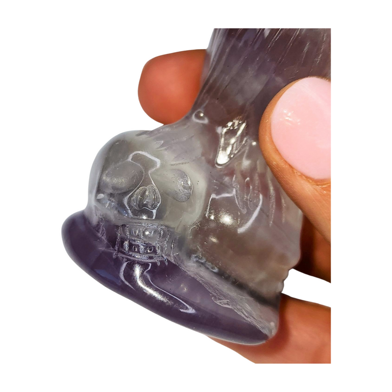 Yttrium Fluorite Raven with Skulls