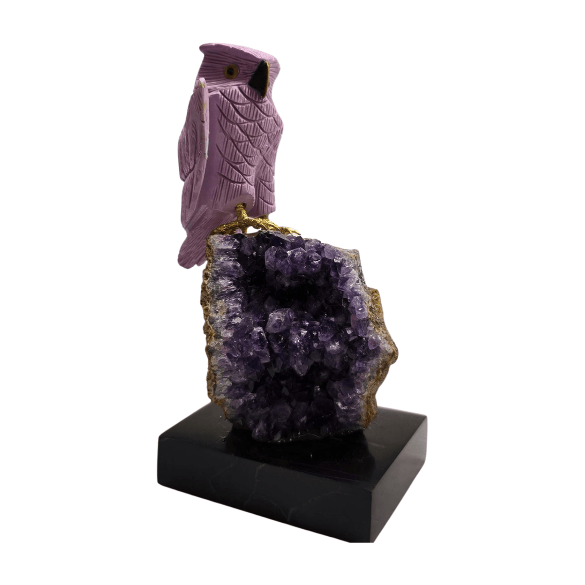 Phosphiderite Owl with Amethyst Base