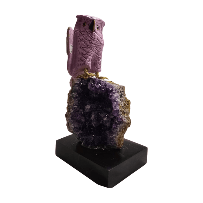 Phosphiderite Owl with Amethyst Base
