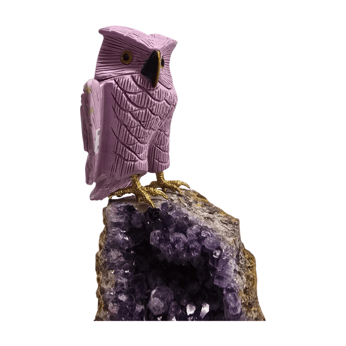 Phosphiderite Owl with Amethyst Base